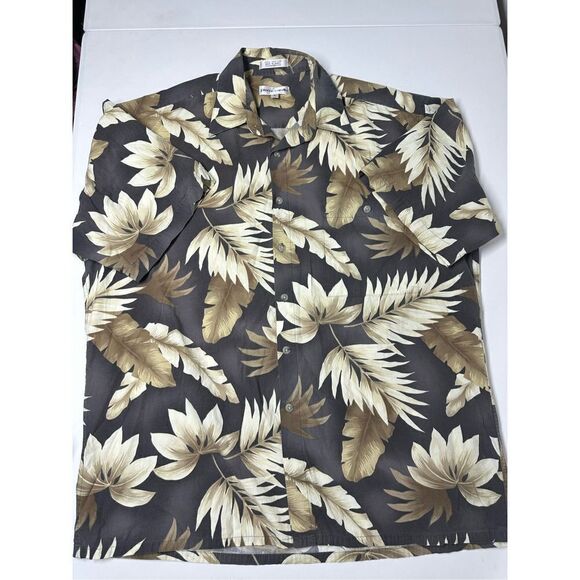 Pierre Cardin Hawaiian Shirt With Pocket Brown Size L Floral  See description - Picture 4 of 10